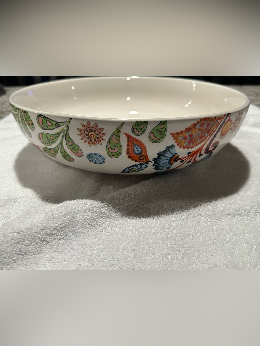 DASH of THAT Colorful Paisley Ceramic large  serving Bowl